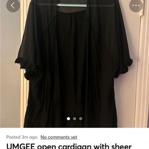 Umgee open front cardigan s/m with sheer sleeves